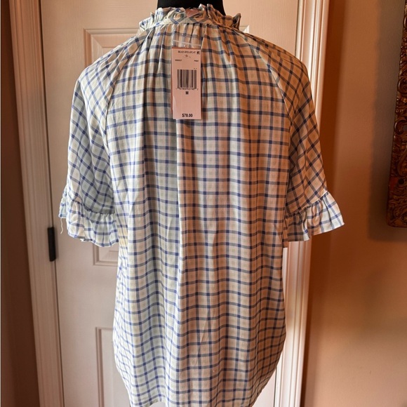 Philosophy Blue and White Checkered button up front Blouse NWT - Picture 3 of 11